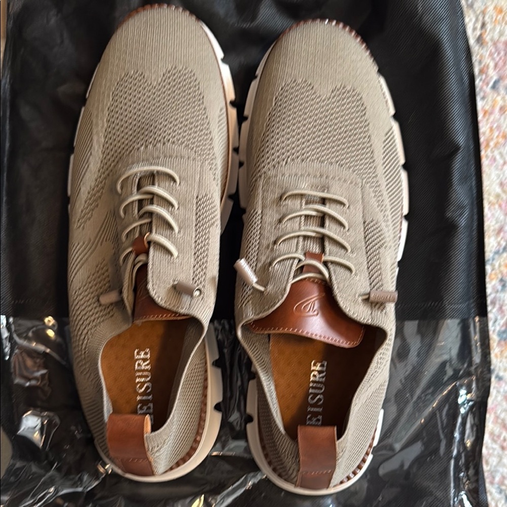 Men's Knit Lace-Up Slip-On Loafers in Taupe by LEISURE